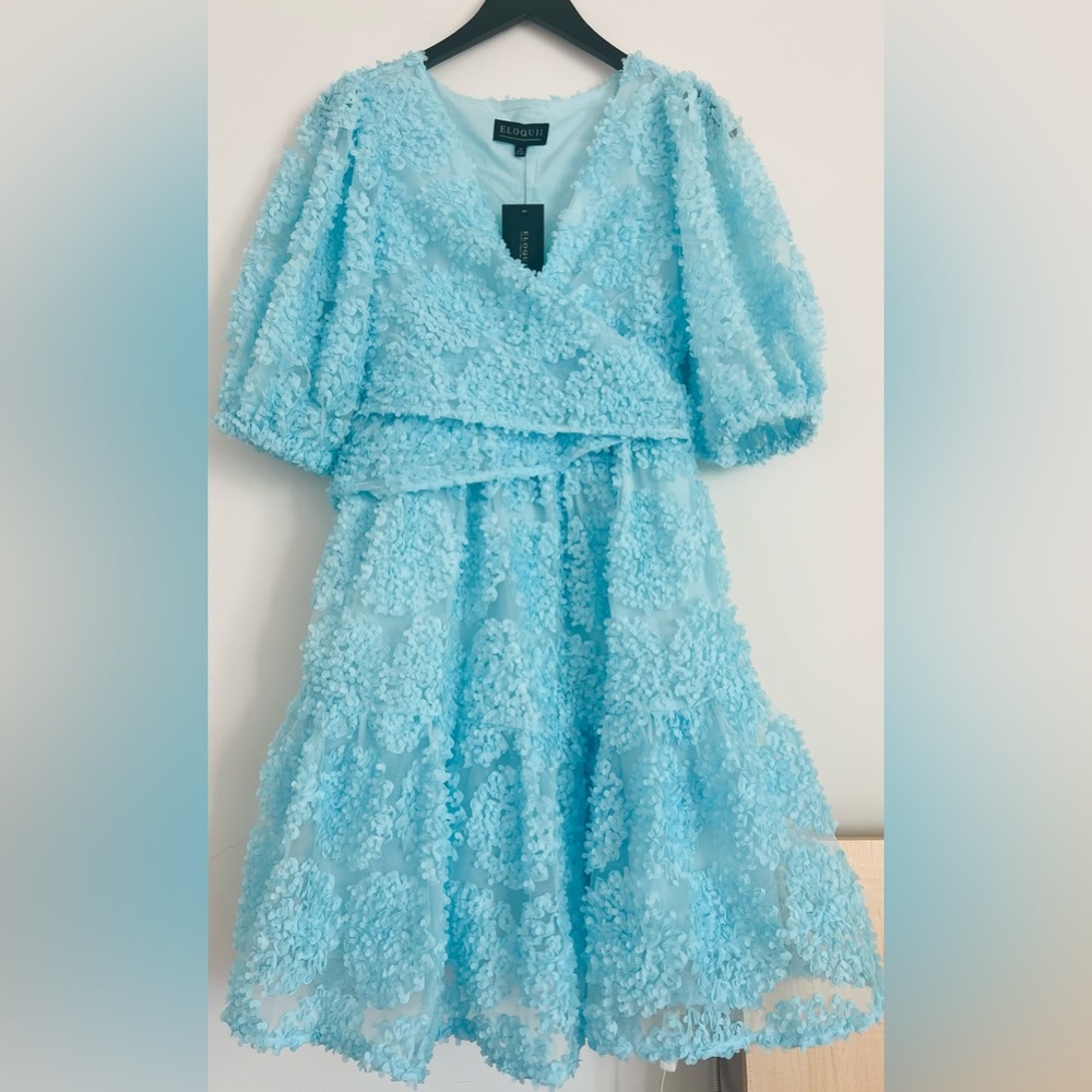 New! Very Beautiful Eloquii Mini Dress in Iced Aqua. Size - 14